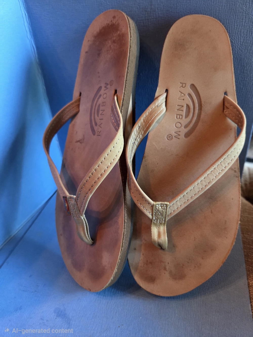 Rainbow Women's Brown Leather Flip Flops Size 9
